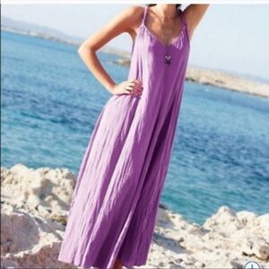 Garnet Hill Lavender Maxi Cotton Dress Women’s S Flowy Lightweight Beach Travel